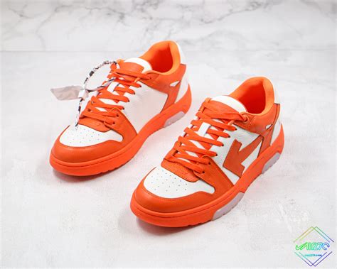 low orange off white shoes.